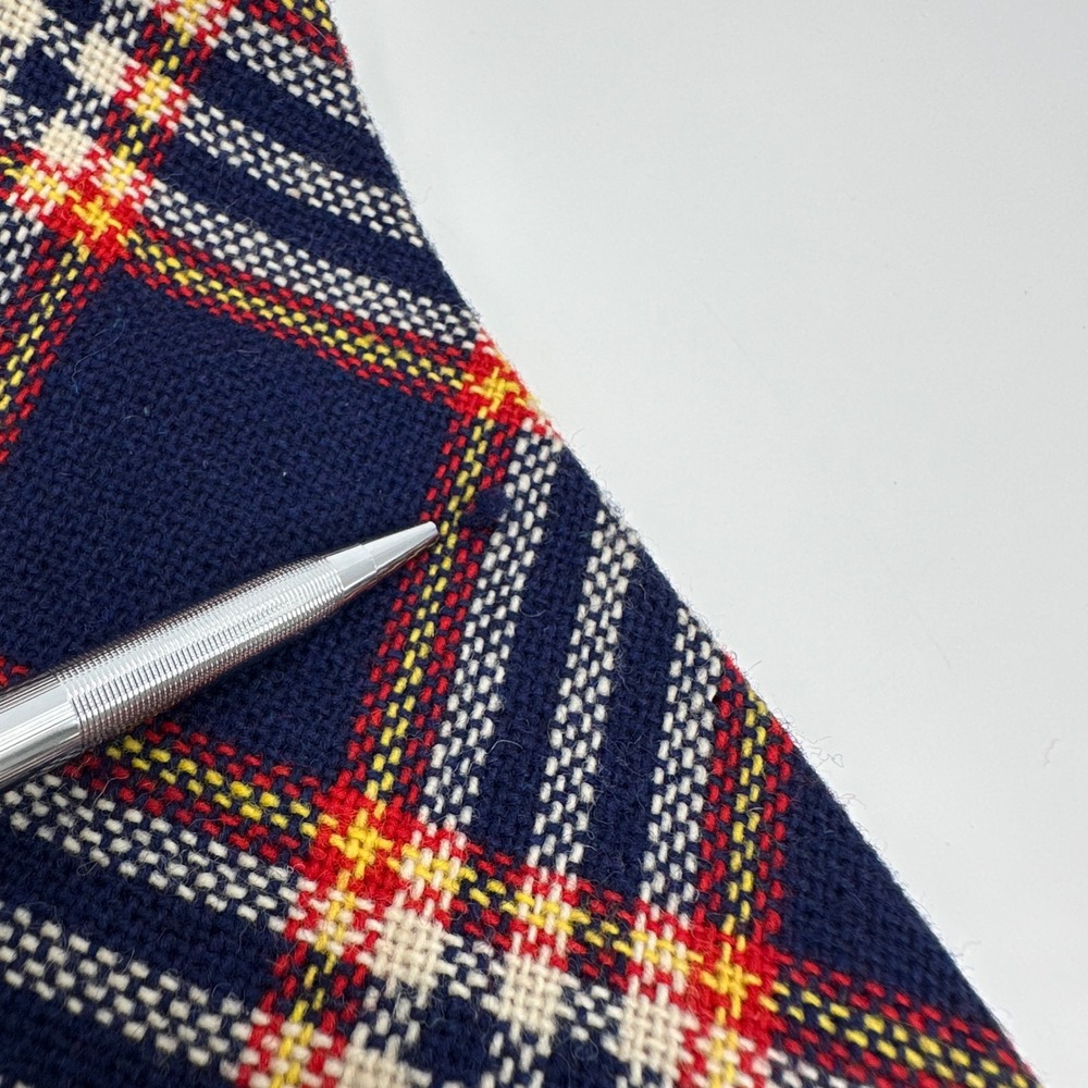 Liebert Necktie Mens 4" Navy Blue Red Plaid Wool Blend Vintage Goudchaux's USA - Picture 7 of 8